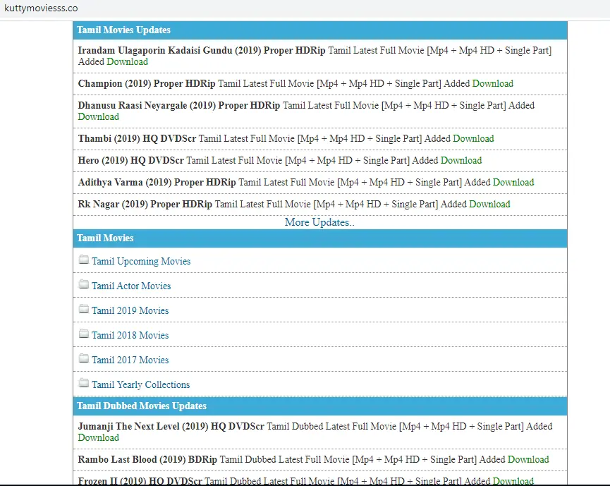 kuttymovies home page