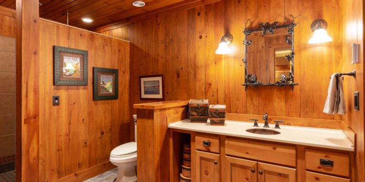 Turn Bland Basement Walls into a Log Cabin